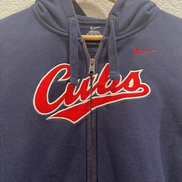 Nike Chicago Cubs Blue & Red Logo Full Zip Hoodie Size XS - Picture 2 of 8